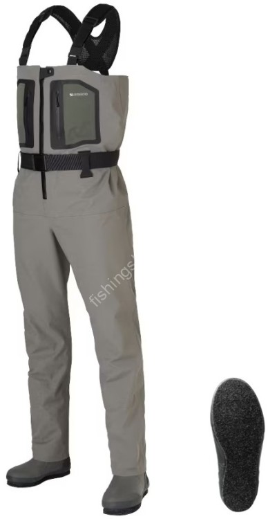 SHIMANO FF-001V DS+4 Stretch Wader Cut Pin Felt Gray Beige S