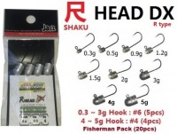 JAZZ Shaku Head DX Microbarb R-type 5.0g #4 Fisherman Pack