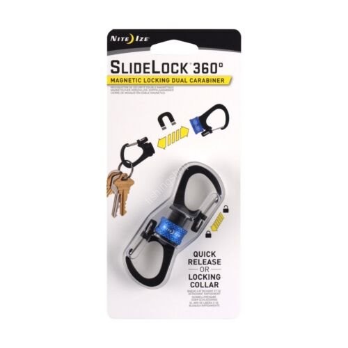 NITE IZE NI04225 SlideLock® 360° Magnetic Locking Dual Carabiner Blue
