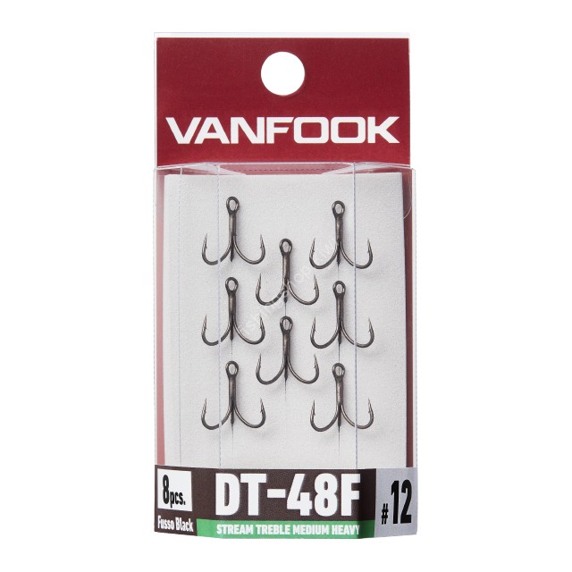 VANFOOK Stream Treble Medium Heavy DT-48F [Fluorine Black] #14 (8pcs)