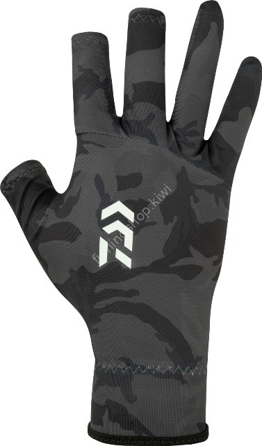 DAIWA DG-8224 Flat Palmless Gloves (Black Camo) XL