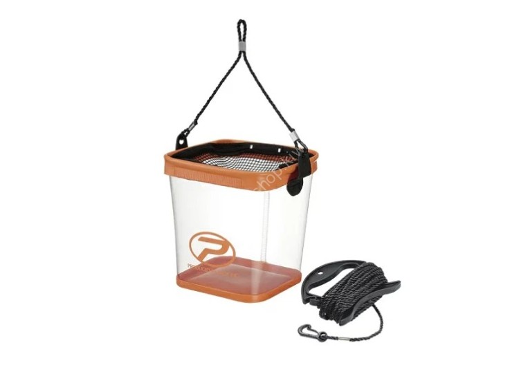 PROX Clear Square Bucket with Rope Holder 21cm PX681421 #Orange