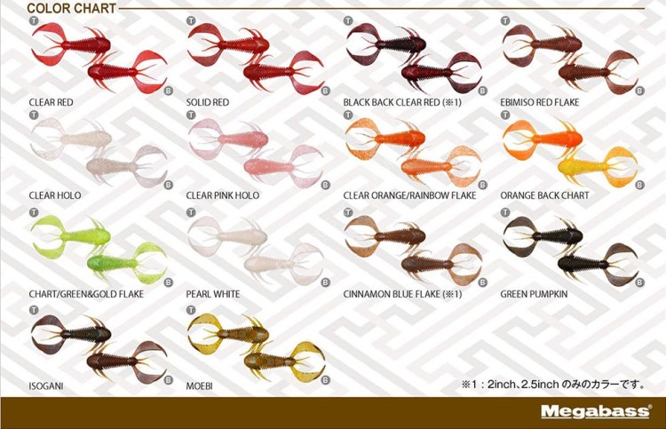 MEGABASS Rock Hog 2'' #Orange Back Chart
