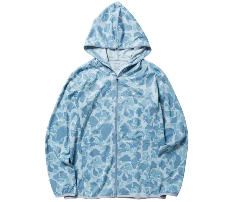 SHIMANO WJ-040X Sun Protection Zip-Up Graphic Hoodie (Blue Gray Camo) S