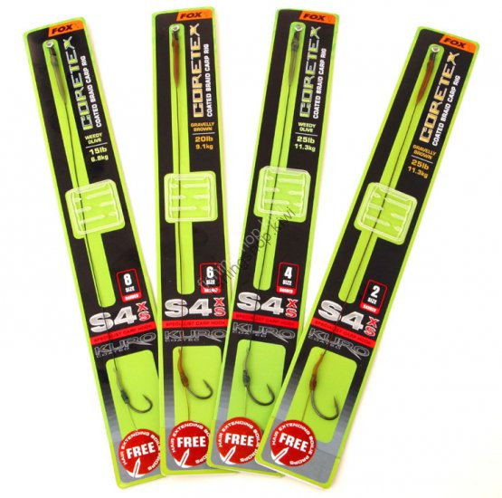 FOX S4 Kuro Carp Rigs Size 8 [Weedy Green]