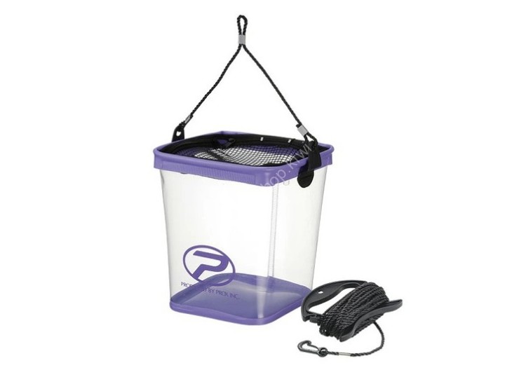 PROX Clear Fishing Bucket with Rope and Holder 24cm PX681424P #Purple