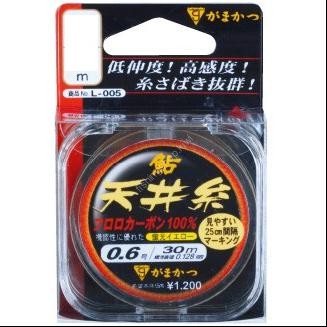 GAMAKATSU Ayu Tenjo Ito Fluoro [Fluorescent Yellow /w Red marking] 30m #0.8