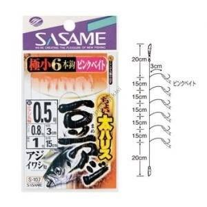 SASAME BARI S-107 A BIT THICK BEAN HORSE MACKEREL PINK BAIT NEEDLE #0.5 HARRIS #0.8