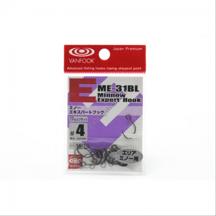 VANFOOK Minnow Experthook ME-31 [Stealth Black] #4 (16pcs)