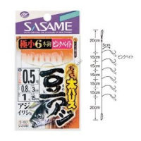SASAME BARI S-107 A BIT THICK BEAN HORSE MACKEREL PINK BAIT NEEDLE #1 HARRIS #1