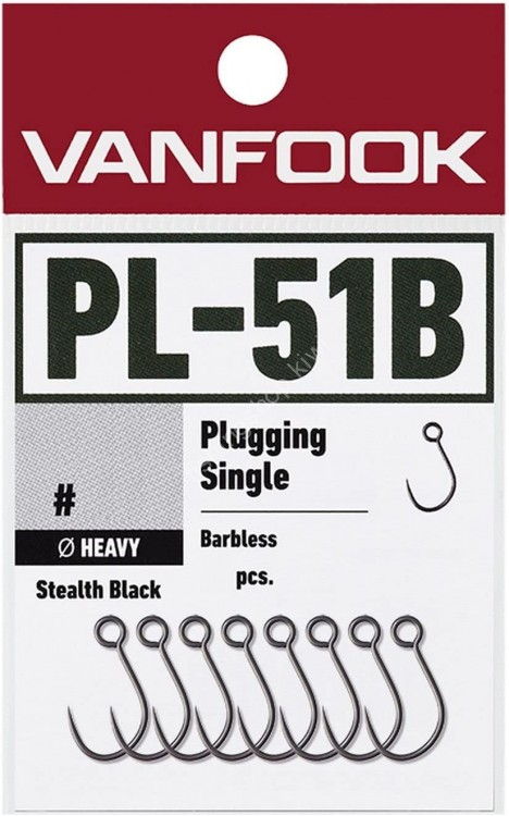 VANFOOK Plugging Single Heavy Wire Barbless PL-51B [Stealth Black] #7 (12pcs)