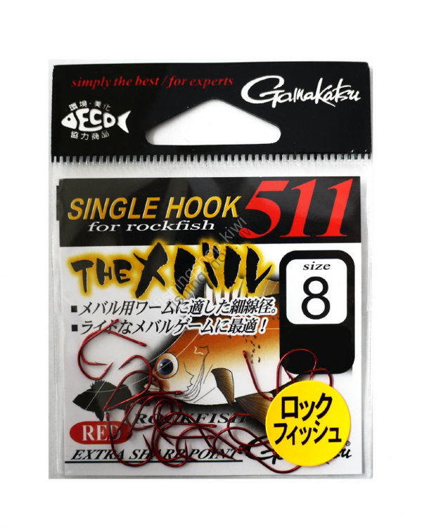 Gamakatsu Rose Single Hook 511 Rockfish (Red) 8