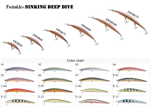 TACKLE HOUSE Twinkle Sinking Deep Dive TWSD123 #01 Silver Black/Orange