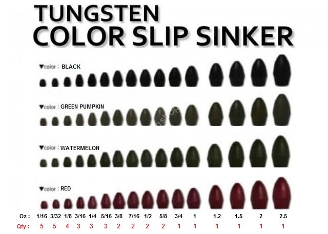 REINS Tungsten Color Slip Sinker 3/8oz (10.5g) #Black