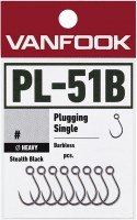 VANFOOK Plugging Single Heavy Wire Barbless PL-51B [Stealth Black] #6 (12pcs)