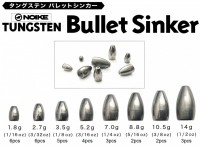 NOIKE Tungsten Bullet Sinker 1/16oz