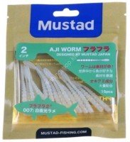 MUSTAD Aji Worm Fla-Fla 2" #007 White Luminous Silver Lame