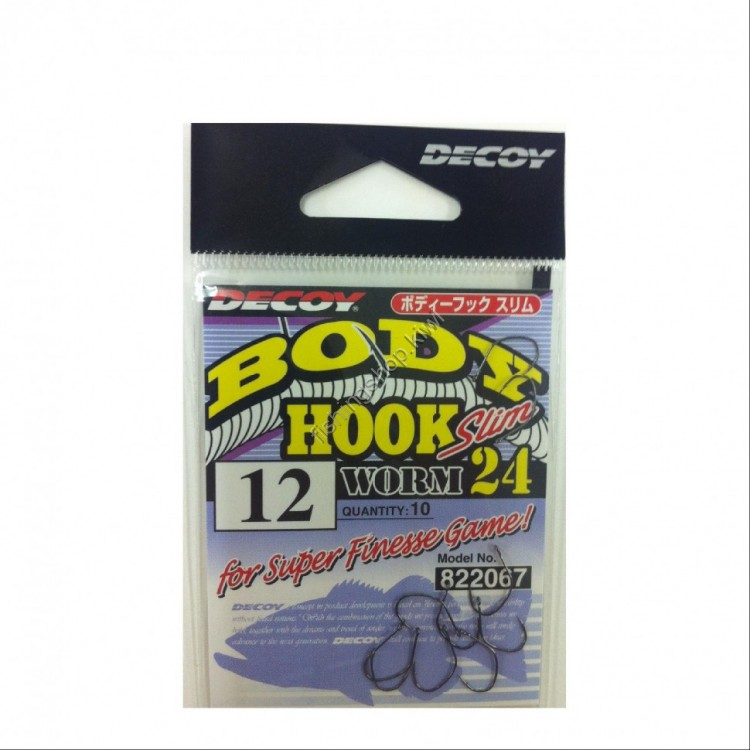 DECOY Body Hook Slim Worm24 [NS Black] #12 (10pcs)