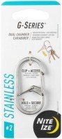 NITE IZE Ni59184 G-Series Dual Chamber Carabiner #2 Stainless Silver