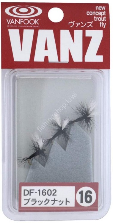 VANFOOK Dry Fly Adams DF-1602 Black Nut