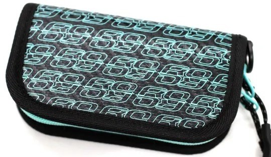 RODIO CRAFT Carbon Wallet Mini Long #Black/RC*RC Turquois Logo