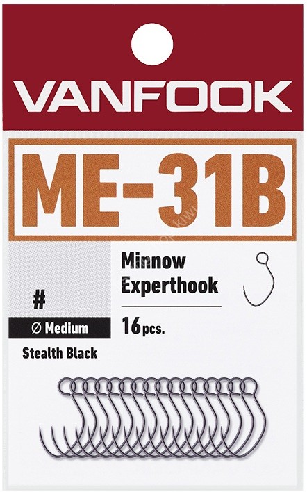 VANFOOK ME-31B Minnow Experthook Medium Wire #8 Stealth Black (16pcs)