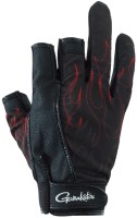 GAMAKATSU GM7292 Stretch Fishing Gloves Flame Pattern 3 Pieces (Black) L