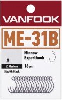 VANFOOK ME-31B Minnow Experthook Medium Wire #6 Stealth Black (16pcs)