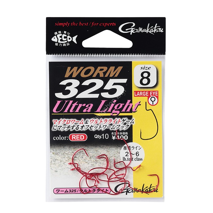 GAMAKATSU 67-357 Worm 325 Ultra Light Red #6 (10pcs)