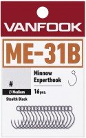 VANFOOK Minnow Experthook Medium ME-31 [Stealth Black] #4 (16pcs)