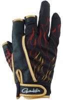 GAMAKATSU GM7292 Stretch Fishing Gloves Flame Pattern 3 Pieces (Gold) M