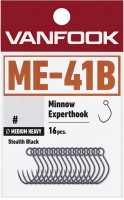 VANFOOK ME-41B Minnow Experthook Medium Heavy Wire #6 Stealth Black (16pcs)