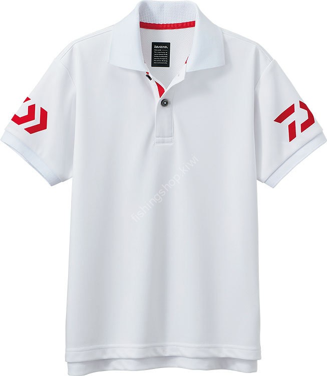 DAIWA Short Sleeve Polo Shirt DE-7906 120 White and Red Wear buy at