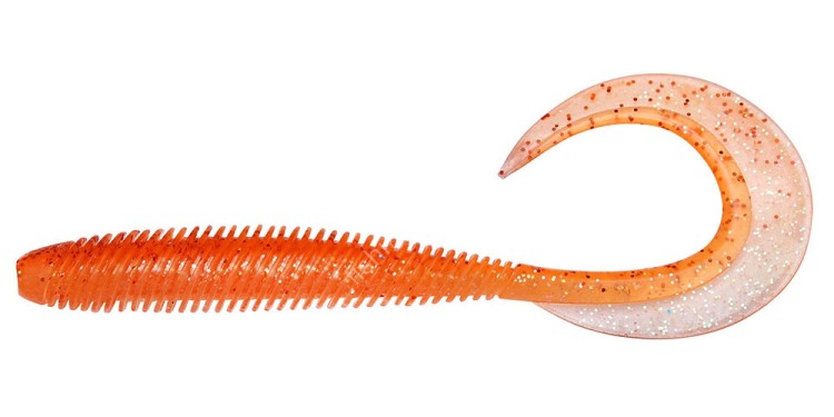 MEGABASS Kemuri Curly 2.5'' #Clear Orange/Rainbow Flake (8pcs)