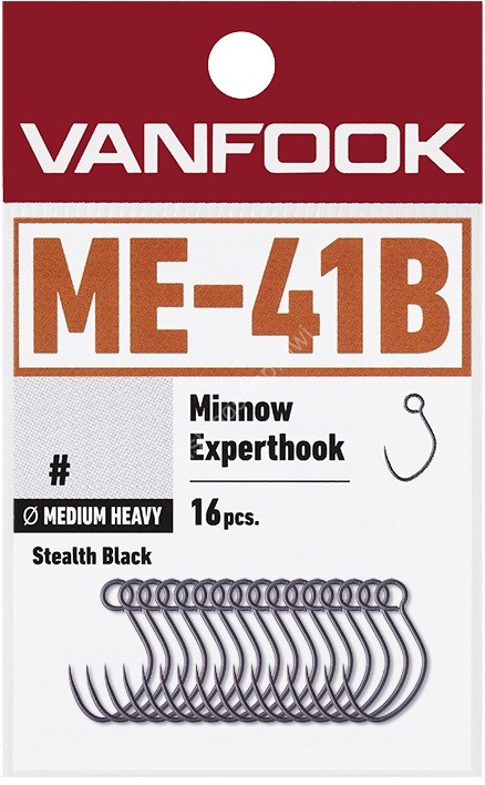 VANFOOK ME-41B Minnow Experthook Medium Heavy Wire #4 Stealth Black (16pcs)