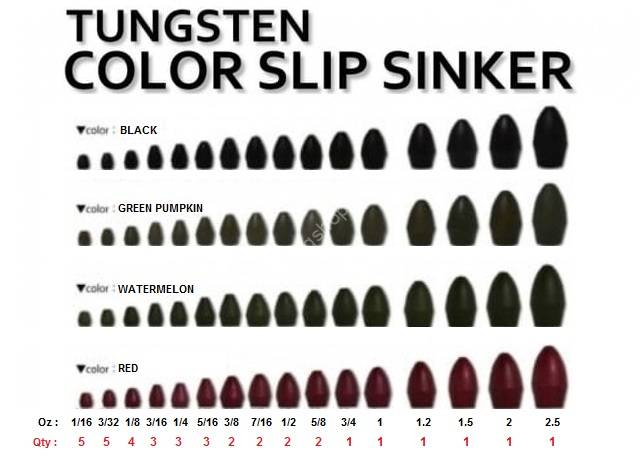 REINS Tungsten Color Slip Sinker Heavy Weight 5/8oz (17.5g) #Green