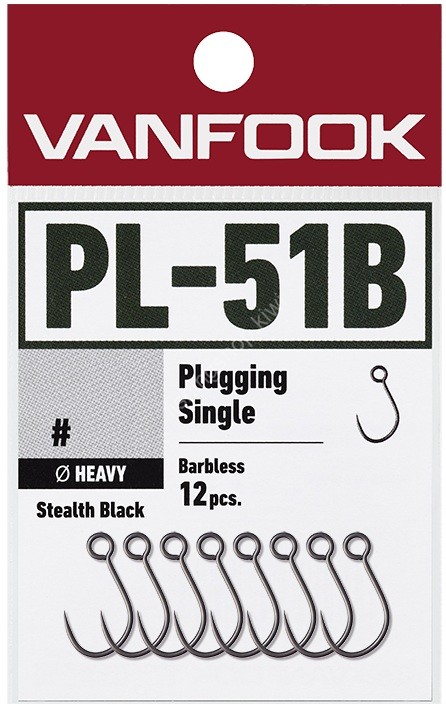 VANFOOK PL-51B Plugging Single Heavy Wire Barbless #8 Stealth Black (12pcs)