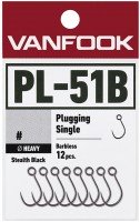 VANFOOK Plugging Single Heavy Wire Barbless PL-51B [Stealth Black] #4 (12pcs)