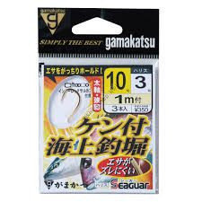GAMAKATSU Offshore Fishing Hooks With Thread [Gold] #10 (3pcs)