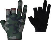 DAIWA DG-6423 Quick Dry Gloves (3fingers cut) Green Camo L
