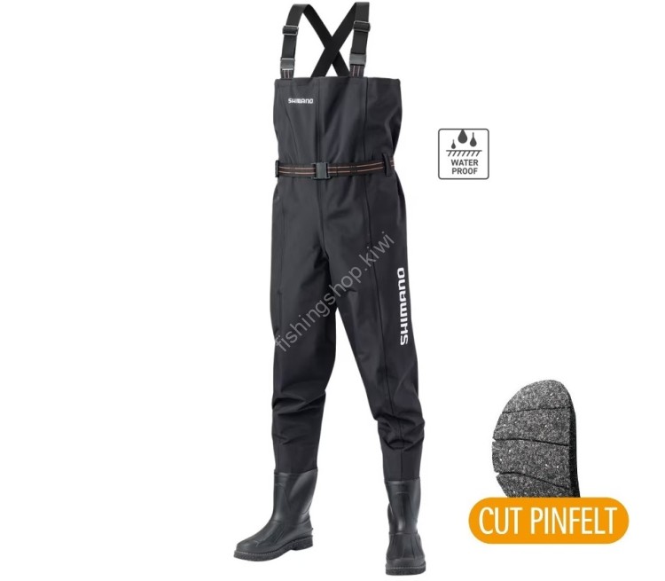SHIMANO FF-055T Hyper Wader <Chest High・Cut PinFelt Sole> (Black) L