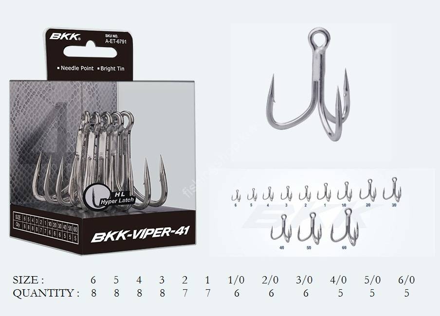 BKK Viper-41 #6/0 Bright Tin (5pcs) Hooks, Sinkers, Other buy at