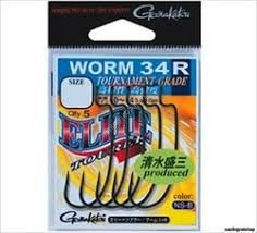 GAMAKATSU Elite Tourer Worm 34R [NS Black] #4/0 (4pcs)