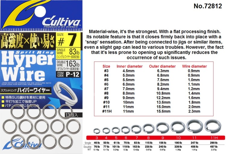 OWNER No.72812 (P-12) Split Ring Hyper Wire #9