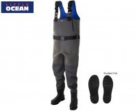 LITTLE PRESENTS LittleOcean OW-05 Chlopoprene Waders W/ Boot Foot Steel Gray L (26-27cm)