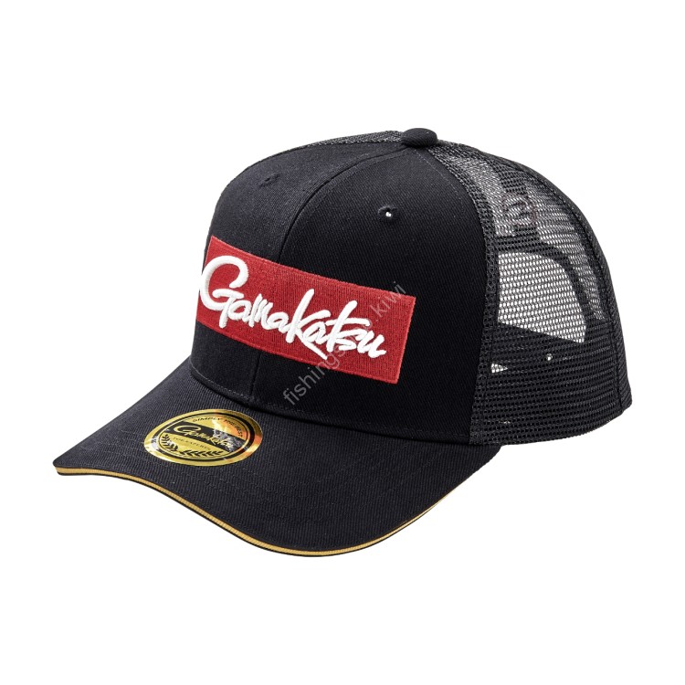 GAMAKATSU GM9104 Half Mesh Cap Box Logo (Black x Red) L