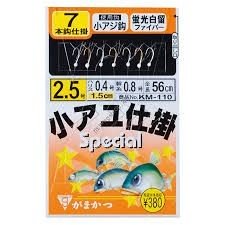 GAMAKATSU Koayu Shikake Fluorescent White Fiber 7 Piece Rig [White Gold] 2-0.4