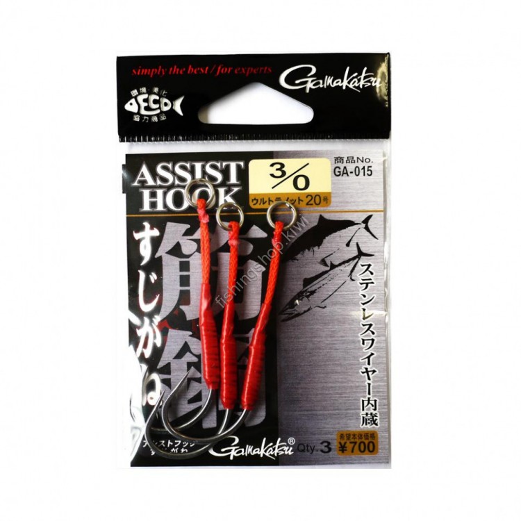 GAMAKATSU Assist Hook Suji Kou Steel Bar #3/0 (3pcs)