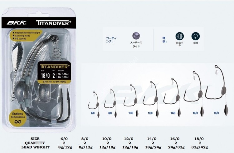 BKK Titan Diver+ #18/0 Super Slide (2pcs)