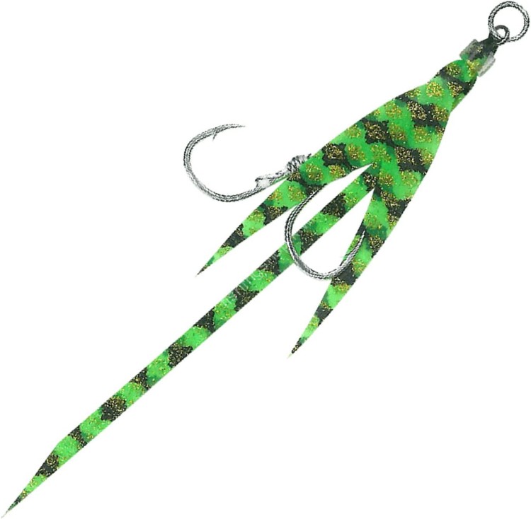 HAYABUSA Assist Hook Necktie Tune Fish Tail M FS580 [Impact Green] #4 #4 (2pcs)